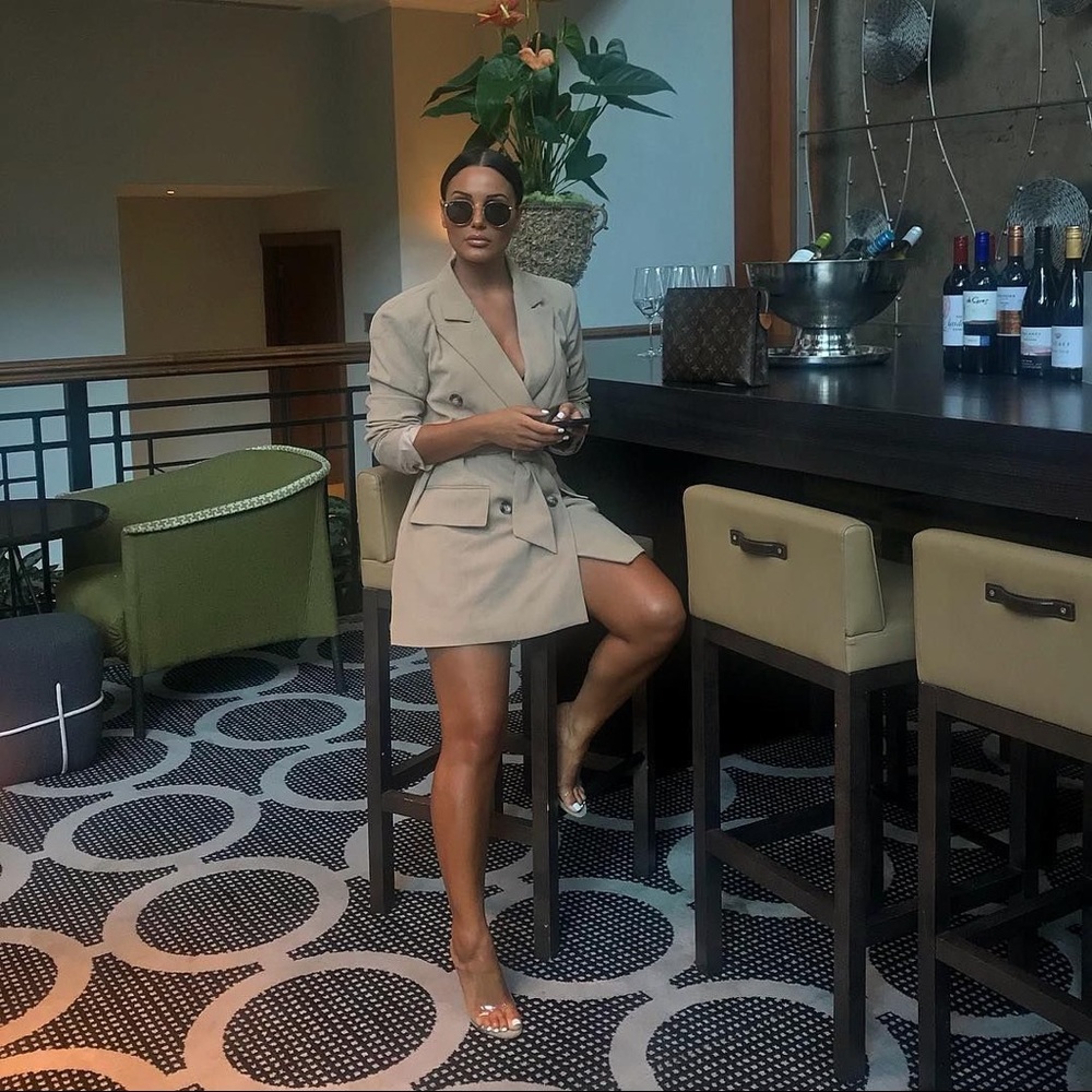 SLNGHR ruffled sleeve blazer dress